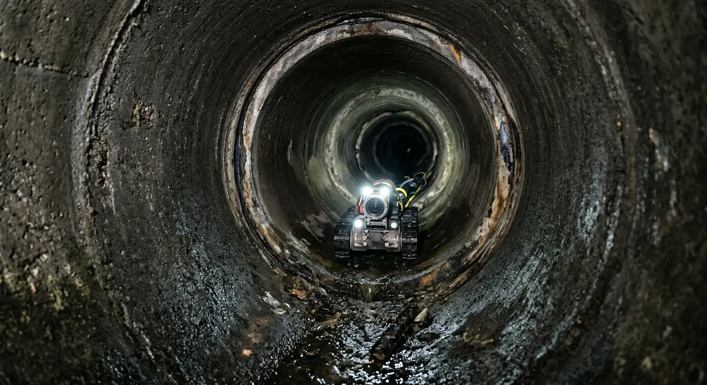Robotic sewer camera inspecting pipe interior for Sewer Line Repair in Dulles Town Center